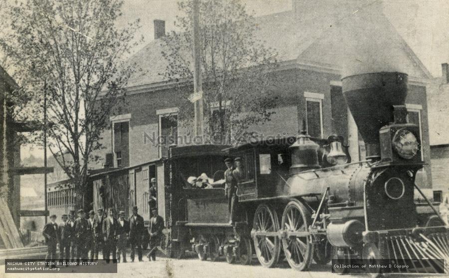 Postcard: First Train to Newport, N.H., Main Street, c.1870